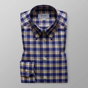 ETON Yellow & Blue Check Shirt SLIM size Small/15